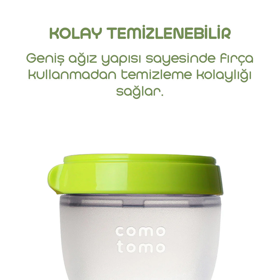Comotomo Silikon Biberon 150ml Yavaş Akışlı (0-3 Ay) Yenidoğan - Yeşil